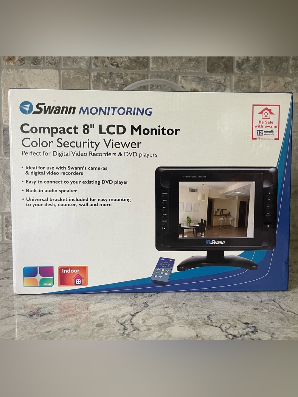 Swann Monitoring Compact 8" LCD Monitor Color Security Viewer - Black